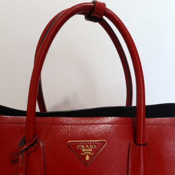Prada Saffiano Vernice Double Bag Rosso - Picture 3 of 9